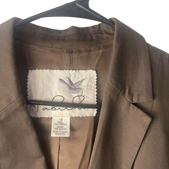 Anthropolgie Tabitha 10 Brown Cotton One Button Career Minimalist Blazer Jacket - Picture 4 of 9